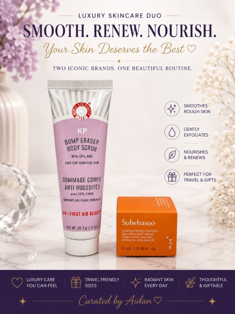 First Aid Beauty KP Bump Eraser Body Scrub + Sulwhasoo Ginseng Cream Mini Duo NI